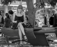 Queen Street Auckland city, black and white photo by Mike Wheelton